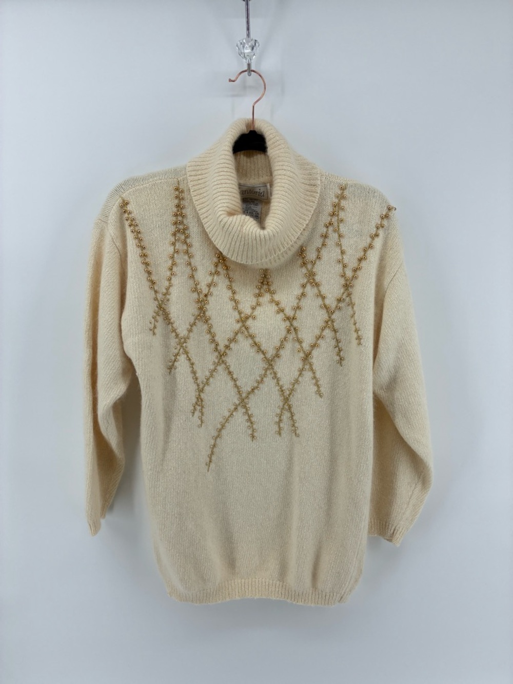 Vintage Santoria Silk, Angora Rabbit Hair, & Lambswool Blend Beaded Sweater - Picture 2 of 9